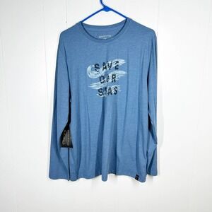 NWT United by Blue Save Our Seas Graphic High Tide Blue Long Sleeve Tee Medium